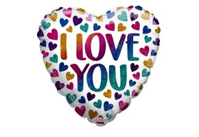SALE > Heart - Rainbow I Love You Hearts Holographic - K18"