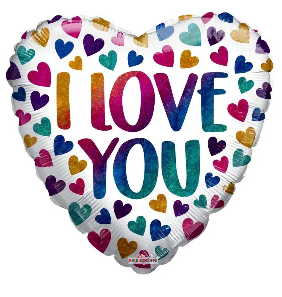 Heart Rainbow I Love You Hearts Holographic - K18"