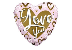 MICRO - I Love You Matt Gold &Pink Heart - 9 inch - Kal-VOL