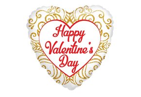 Heart Happy Valentines Day - Gold Filigree - K18"