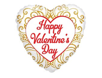 Heart Happy Valentines Day - Gold Filigree - K18"