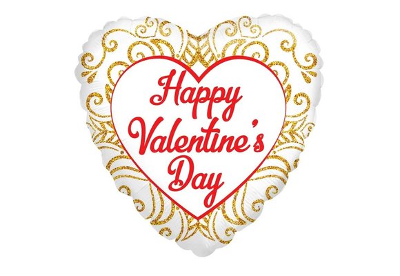 SALE > Heart - Happy Valentines Day - Gold Filigree - K18"