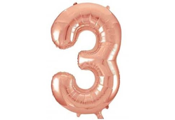 Cijfer Rose Gold 3 - HA24"/60cm- 2 stuks