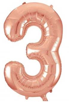 Cijfer Rose Gold 3 - HA24"/60cm- 2 stuks