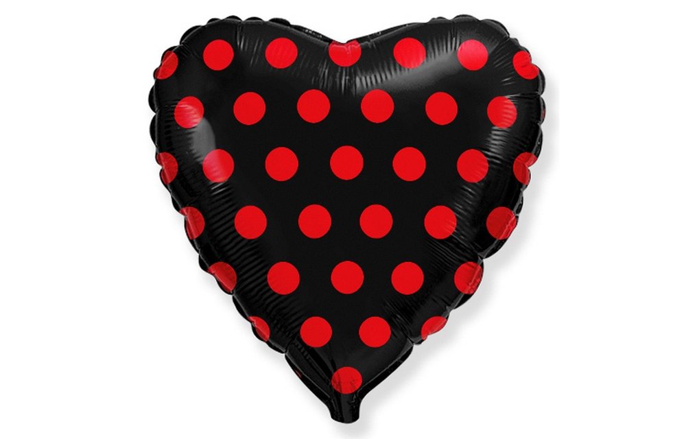 Heart - Black > Red Polka Dots - 18 inch - Flex - 2 pieces