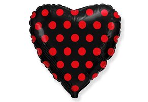 Heart - Black > Red Polka Dots - 18 inch - Flex - 2 ct