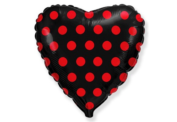 Heart - Black > Red Polka Dots - 18 inch - Flex - 2 ct