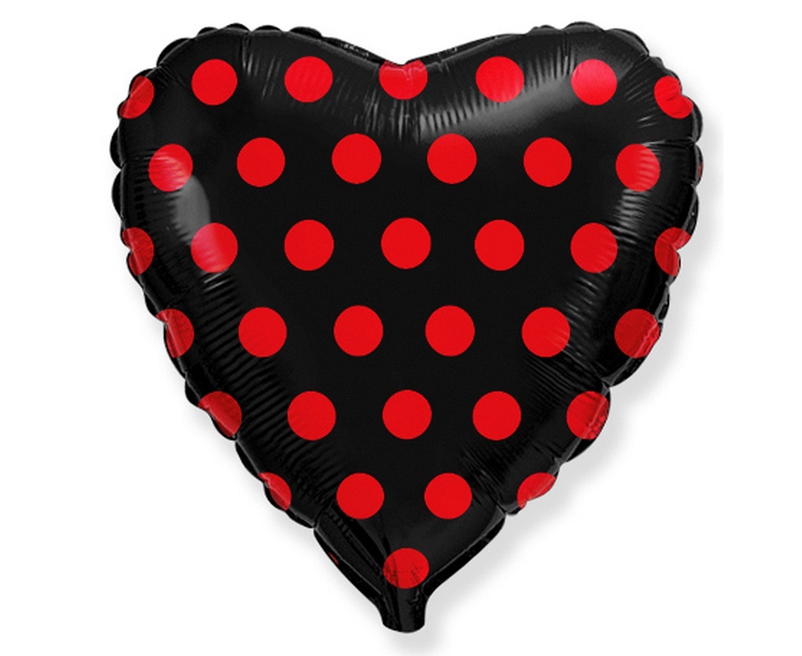 Heart - Black > Red Polka Dots - 18 inch - Flex - 2 pieces