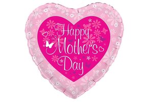 Heart - Happy Mothers Day Butterflies & Daisies - O18"/45cm