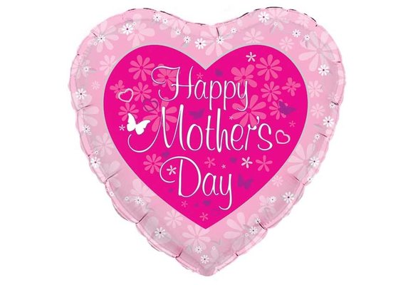 Heart - Happy Mothers Day Butterflies & Daisies - O18"/45cm