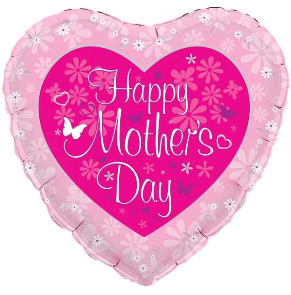 Heart - Happy Mothers Day Butterflies & Daisies - O18"/45cm