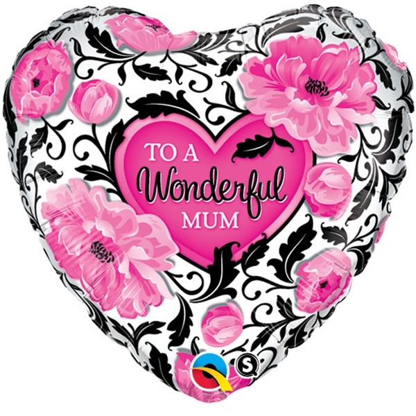 Heart Wonderful Mum Floral Damask - Q18"/45cm