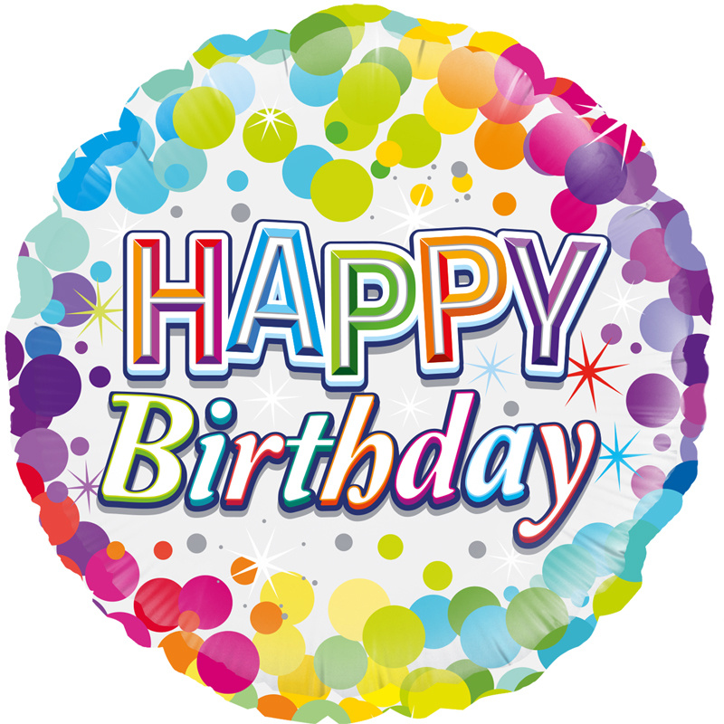 Birthday Colourful Confetti - O18"/45cm