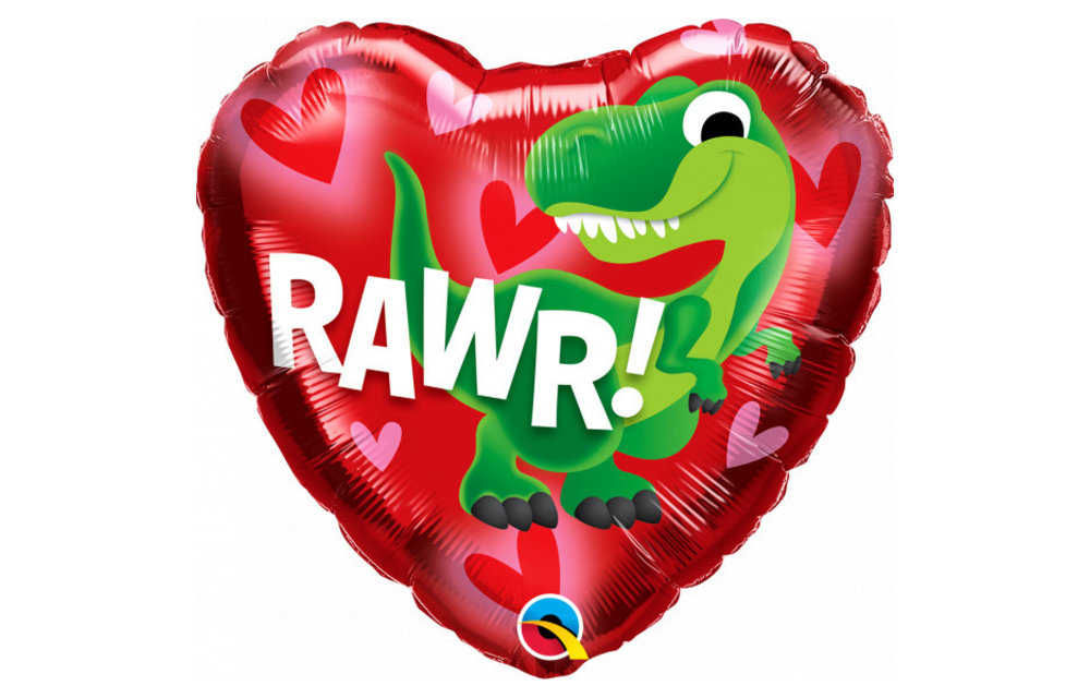 Heart - Dino RAWR! - 18 inch - Qualatex