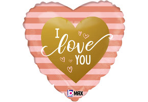 Heart - I Love You Rose Gold Stripes - B18"/45