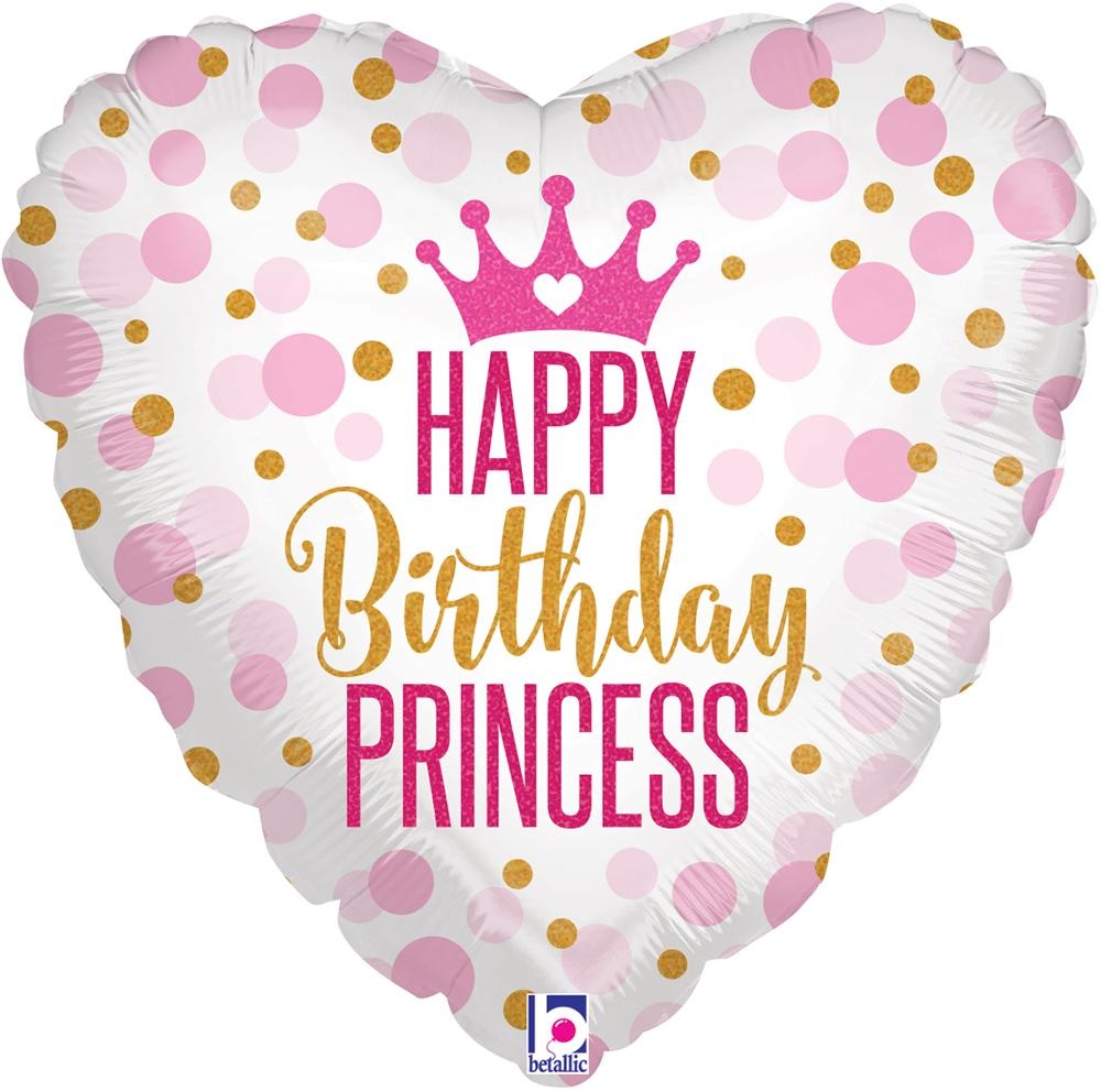 Glitter Birthday Princess Holographic - B18"/45