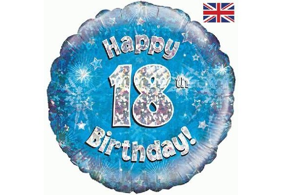 Birthday Blue Holographic - 18 - O45cm