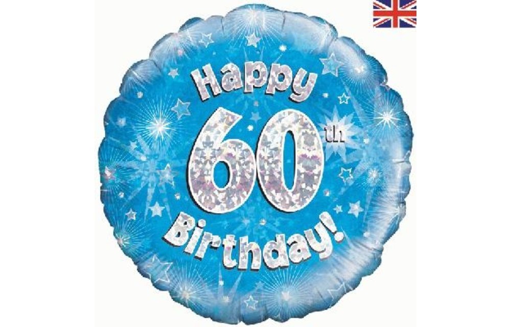 Birthday - Blue Holographic - 60 - 18 inch - Oaktree