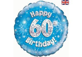 Birthday - Blue Holographic - 60 - 18 inch - Oaktree