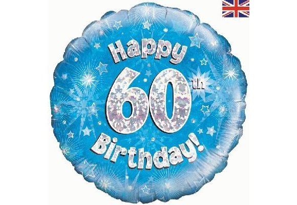 Birthday - Blue Holographic - 60 - 18 inch - Oaktree