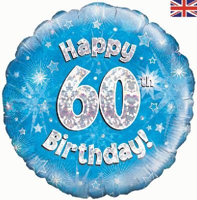 Birthday - Blue Holographic - 60 - 18 inch - Oaktree