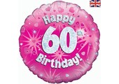 Birthday - Pink Holographic - 60 - 18 inch - Oaktree