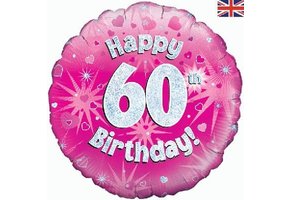 Birthday - Pink Holographic - 60 - 18 inch - Oaktree