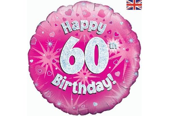 Birthday - Pink Holographic - 60 - 18 inch - Oaktree