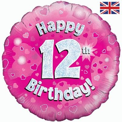Birthday Pink Holographic - 12 - O18"/45cm