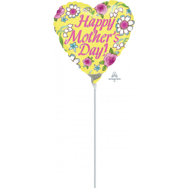 MICROFOIL - Heart Happy Mothersday Yellow - 9 inch - Anagram