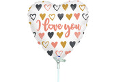 MICROFOIL - HEART Rose Gold Hearts I Love You - 9 inch - Betallic