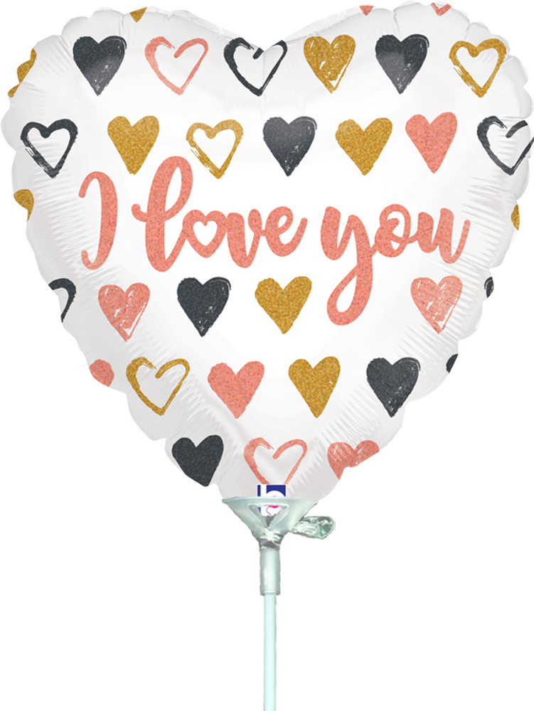 MICROFOIL - HEART Rose Gold Hearts I Love You - B9" - Leeg