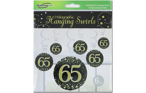 Hanging Swirls - Black & Gold - 65th - 6stks