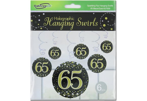 Hanging Swirls - Black & Gold - 65th - 6stks