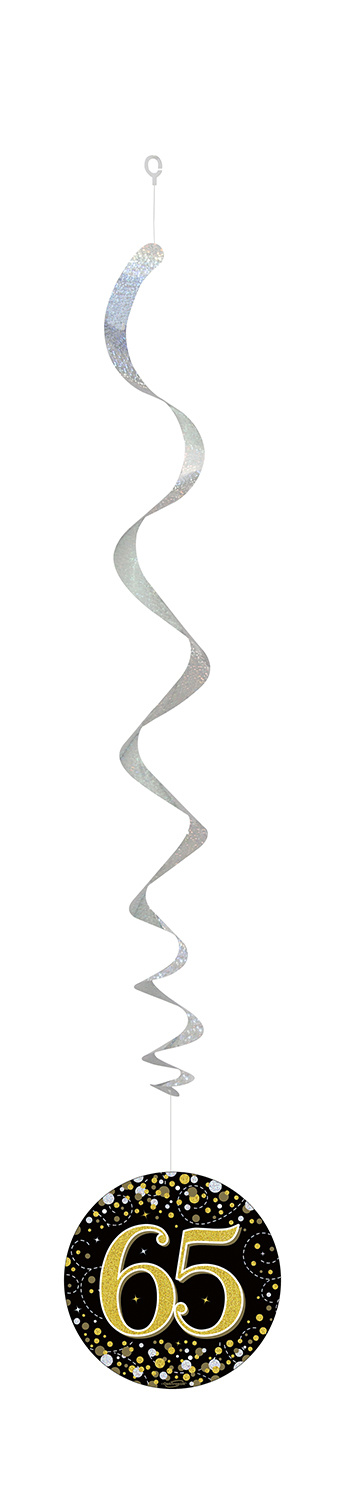 Hanging Swirls - Black & Gold - 65th - 6stks