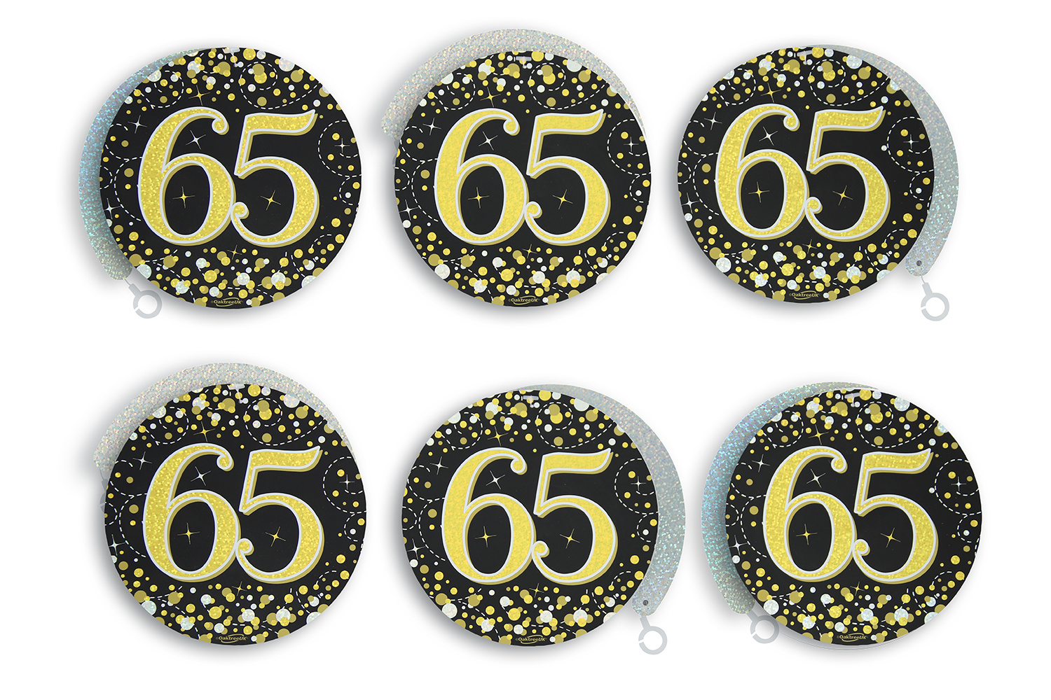 Hanging Swirls - Black & Gold - 65th - 6stks