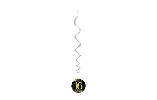 Hanging Swirls - Black & Gold - 16th - 6stks