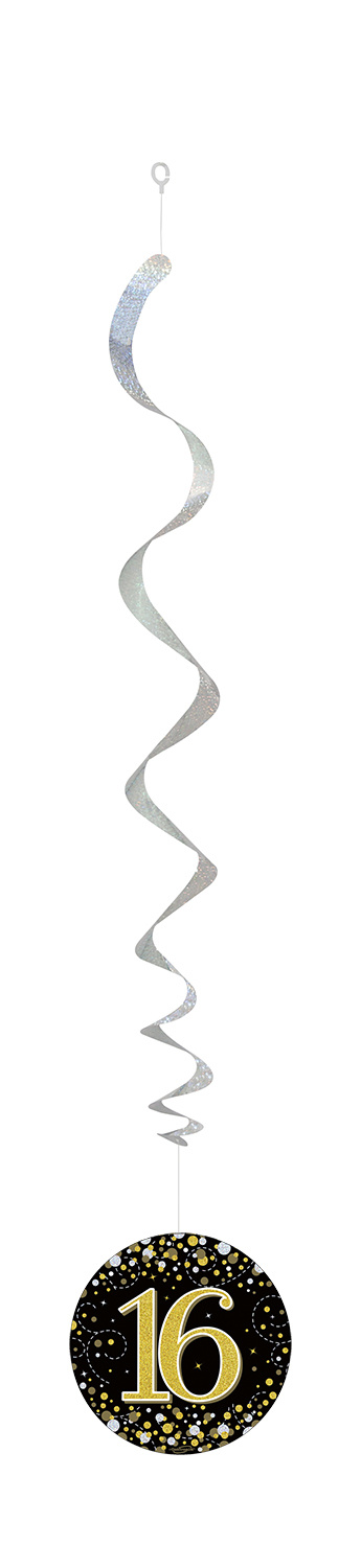 Hanging Swirls - Black & Gold - 16th - 6stks