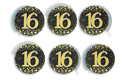 Hanging Swirls - Black & Gold - 16th - 6stks