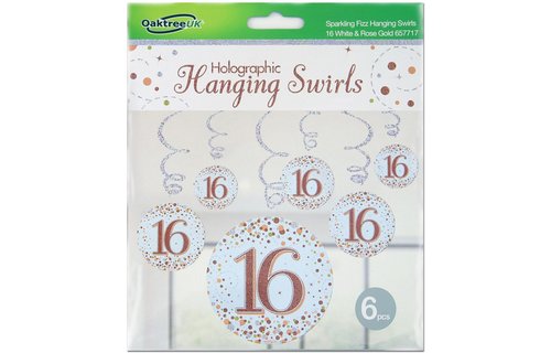 Hanging Swirls - White & Rose Gold - 16th - 6 stuks