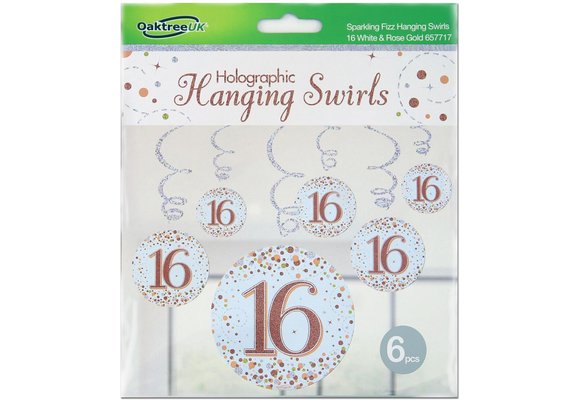 Hanging Swirls - White & Rose Gold - 16th - 6 stuks
