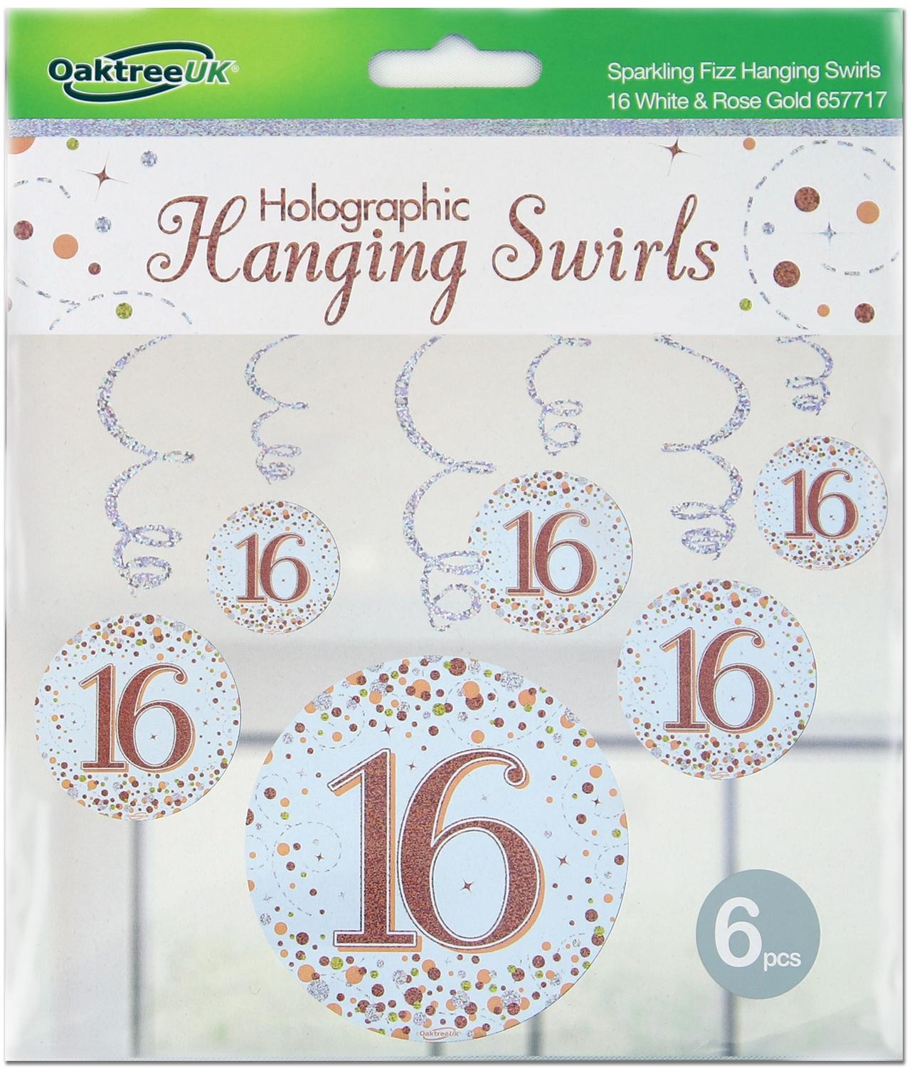 Hanging Swirls - White & Rose Gold - 16th - 6 stuks