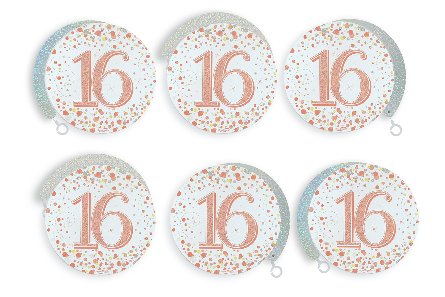 Hanging Swirls - White & Rose Gold - 16th - 6 stuks