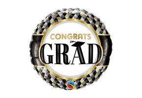 MICROFOIL - Congrats Grad Black&Gold - 9 inch - Qualatex