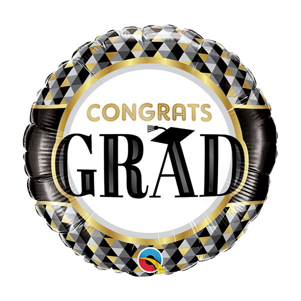 MICROFOIL - Congrats Grad Black&Gold - 9 inch - Qualatex