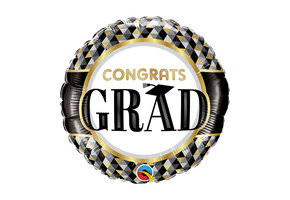 MICROFOIL - Congrats Grad Black&Gold - 9 inch - Qualatex - Airfilled