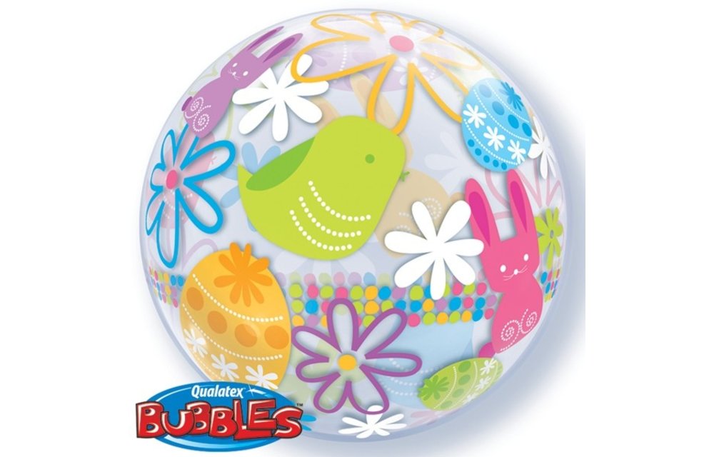 BUBBLE Easter Spring Bunnies & Flowers - 22 inch - Qualatex