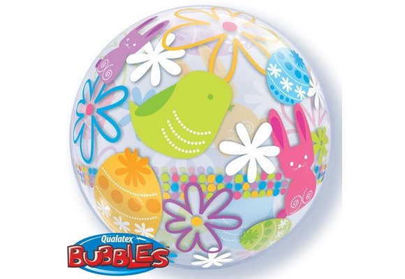 BUBBLE Easter Spring Bunnies & Flowers - 22 inch - Qualatex