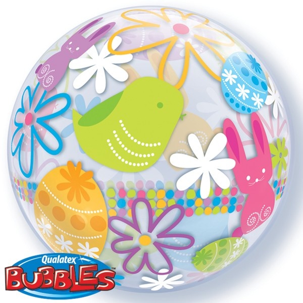BUBBLE Easter Spring Bunnies & Flowers - 22 inch - Qualatex