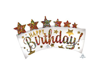 Birthday Banner Glitter Satin - A 60 x 90cm